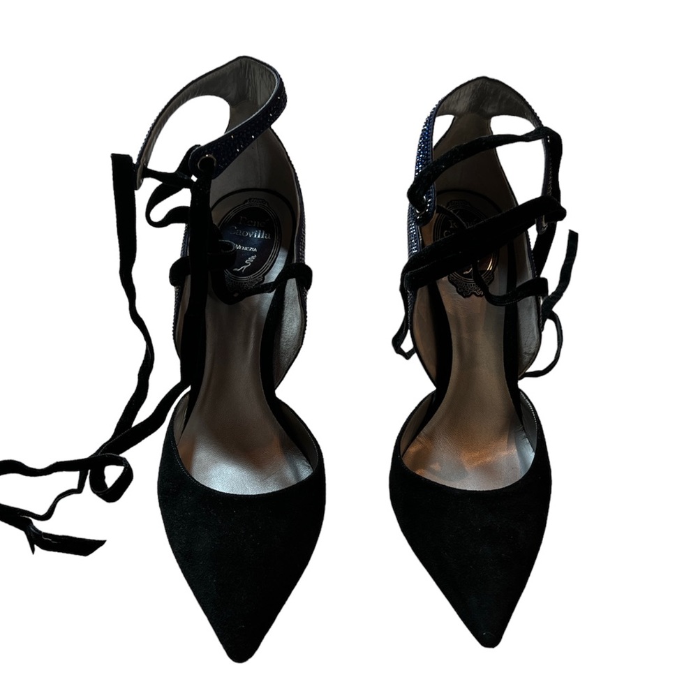 Rene Caovilla Rhinestone Lace up Pumps